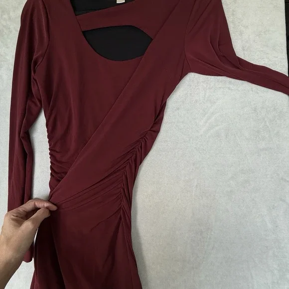 Boston Proper Dress Women 8 Burgundy Red Revenge Holiday Cocktail Cutout Scarlet - Picture 8 of 9